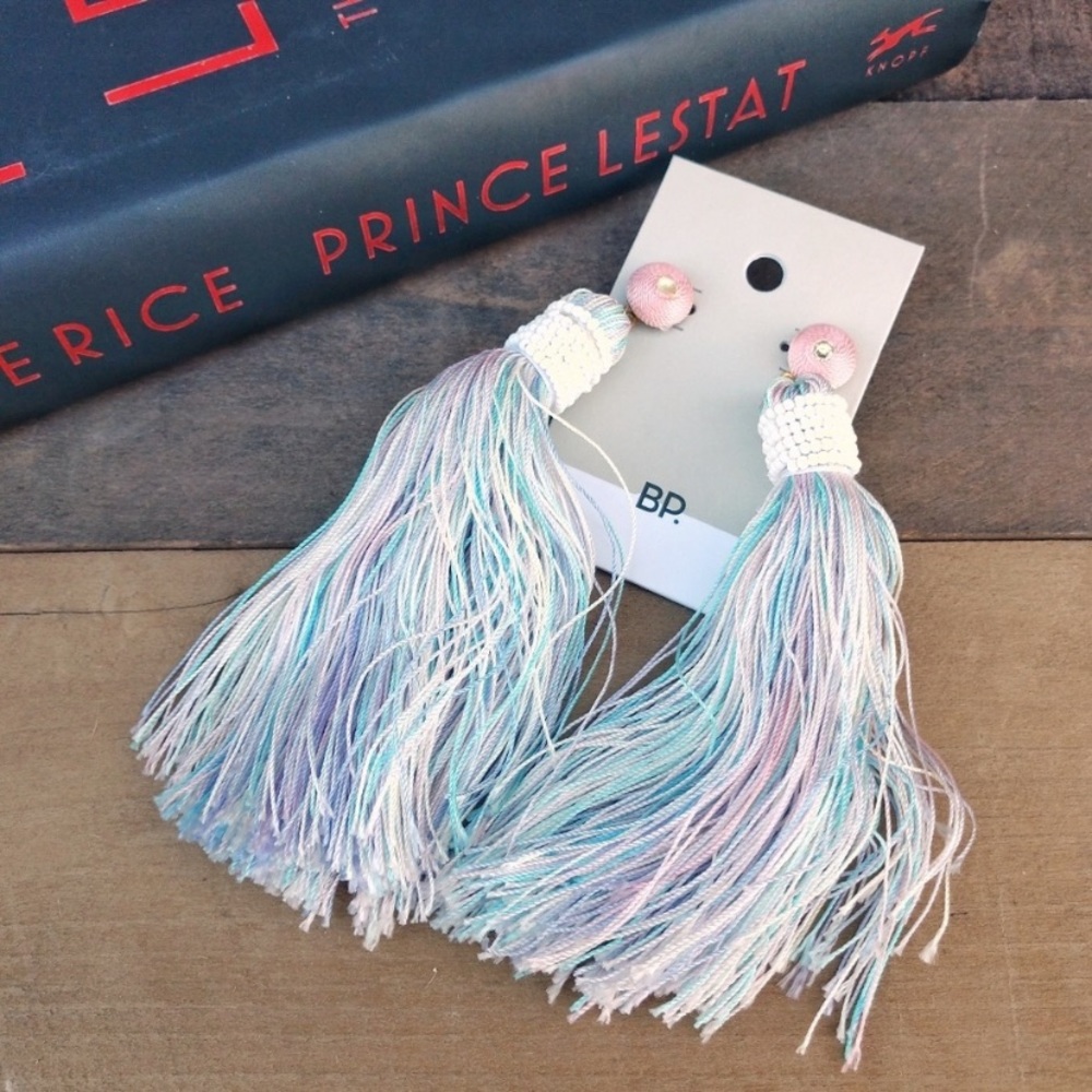 BP Nordstrom blue pink and white tassels earrings